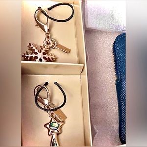NWOT Coach Removable key chain bag charm bundle of two Green gold Color